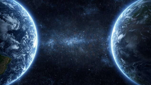 Parallel Earths in the Universe Futuristic Space and Multiverse Concept