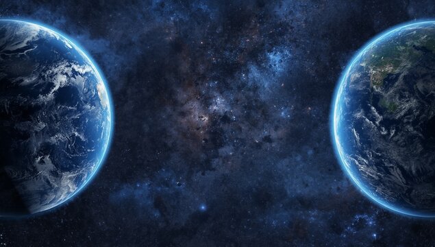 Parallel Earths in the Universe Futuristic Space and Multiverse Concept
