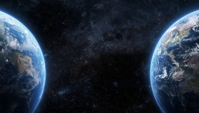 Parallel Earths in the Universe Futuristic Space and Multiverse Concept