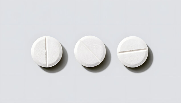 Three score-marked white round pills
