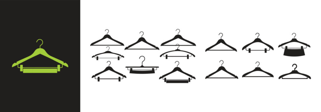 Clothes Hanger Line Icon Set Wardrobe Outline