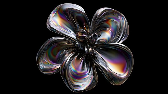 Ethereal Chrome Flower Reflections