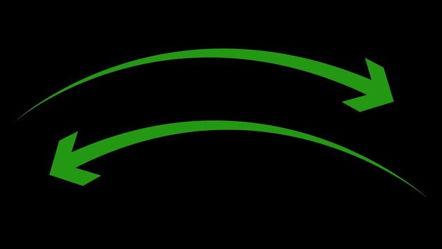 Dual sided arrow vector. blue curve arrow. arch Double arrow icon. Semicircular curved double headed arrow black background.pointing left and right black background..