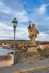 Obraz premium View of the bridge statue of the Old Main Bridge in Würzburg, Germany.