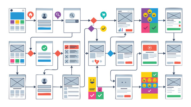 Website UI UX User Flow Sitemap Diagram Vector Illustration