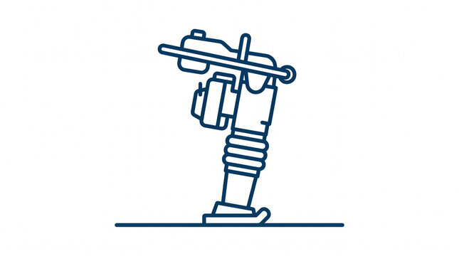 Industrial soil compactor machine icon. Generic rammer equipment symbol