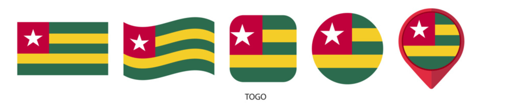 Togo flag icon set on transparent background