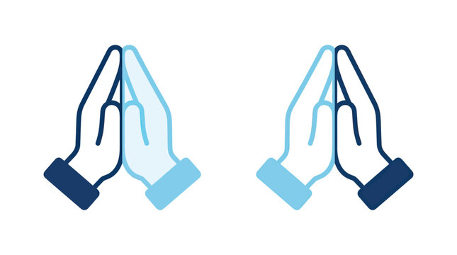 Praying hands gesture icon symbol isolated on white background