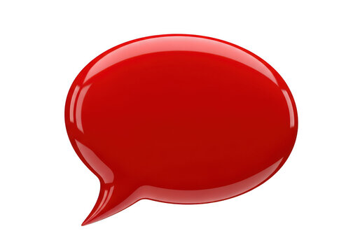 Bright red speech bubble with a rough textured outline
