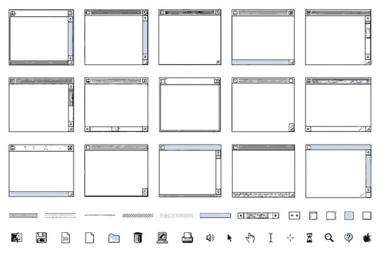 Retro Computer Window Frame and Interface Element Set