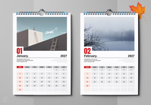 2027 Calendar Template with Modern Minimal Design