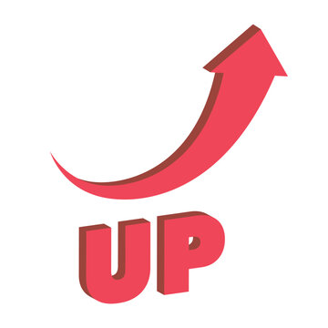 上昇する立体的な赤い矢印とUPの文字