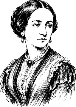 Clara Schumann German Pianist, Composer, and One of the Most Influential Concert Musicians of the Romantic Era Hand-Drawn Ink Vector Portrait Illustration Isolated on Transparent Background