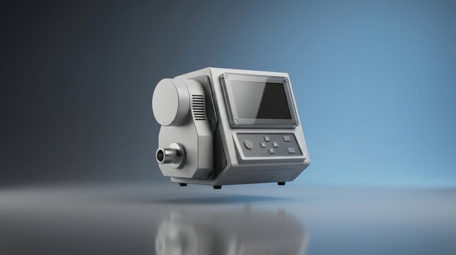 Aerosol monitor 3D render, airborne particle analyzer, environmental monitoring instrument, industrial air quality device, laboratory testing equipment, contamination sensor