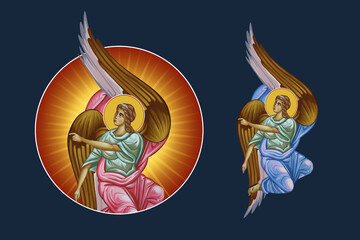 Obraz premium The Angel. Illustration - fresco set in Byzantine style