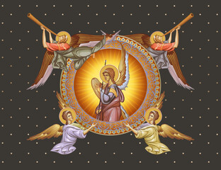 Obraz premium Decorative vintage illustration with angels