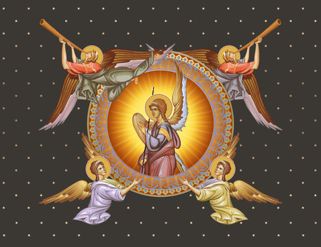 Decorative vintage illustration with angels