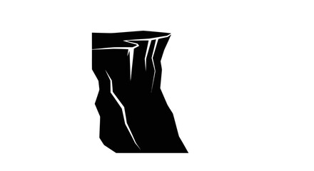 Cliff edge stands as a stark black silhouette against a pristine white background for design usage. © berkah