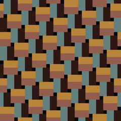 Pattern created from gold, brown, jade and dark brown rectangles, and small black squares © chillingworths