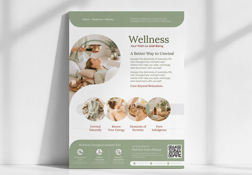 Modern Wellness Spa Promotional Poster Template for Massage Therapy and Holistic Wellness Center