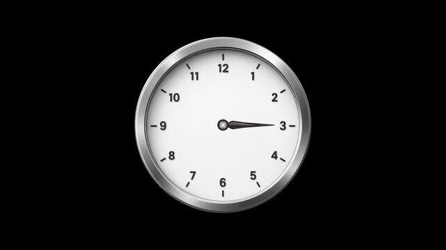 3D wall clock gif video time minutes hours transparent background