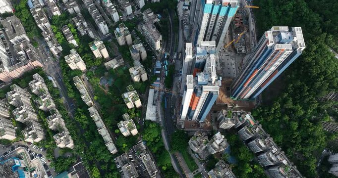 Aerial footage of landscape in shenzhen city, China	