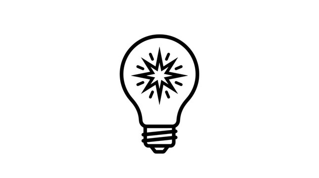 Creative Idea Lightbulb Icon with Starburst &ndash; Innovation, Inspiration, Solution, and Bright Thought Symbol