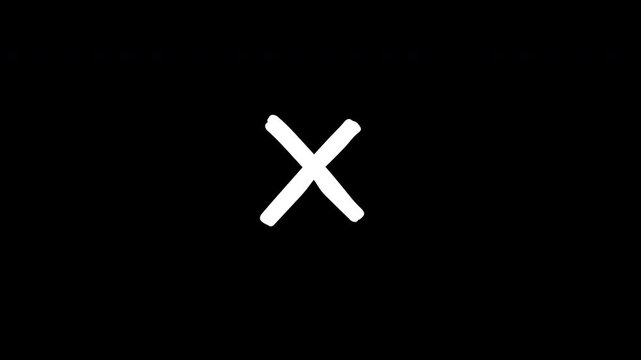 cross result white mark hand writing or whiteboard texture for cancel task and wrong result, quest, failed information, wrong sign animation on transparent background or alpha channel, 4k  video