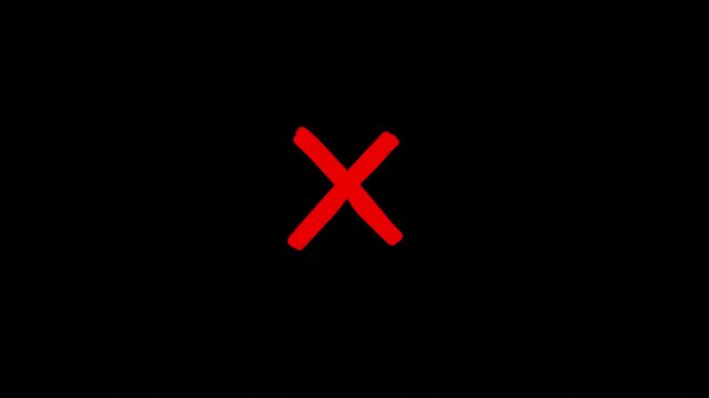 cross result red mark hand writing or whiteboard texture for cancel task and wrong result, quest, failed information, wrong sign animation on transparent background or alpha channel, 4k  video