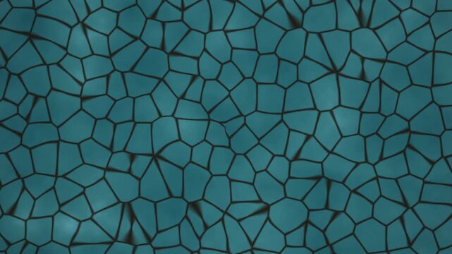 A close up view of a textured surface with a unique pattern. Teal and black shapes create an intricate look. The design features various angular forms arranged closely together