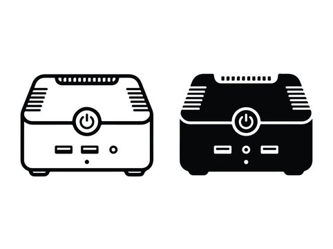 Mini Computer Hardware Icons Black and White Design