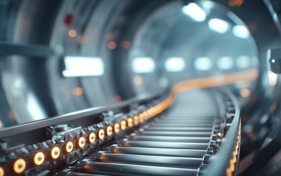 High-Tech Conveyor Belt for Ore Transport in a Smart Mining Tunnel