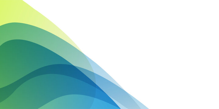 Minimal abstract background with overlapping translucent colorful waves, layers on the bottom left and white space on the upper right, ideal for modern layouts, presentations, or text placement.