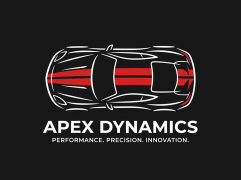 Abstract car silhouette logo design for automotive performance and precision dynamics