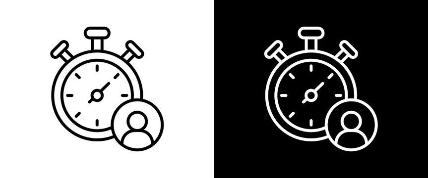Stopwatch white and black icon set design
