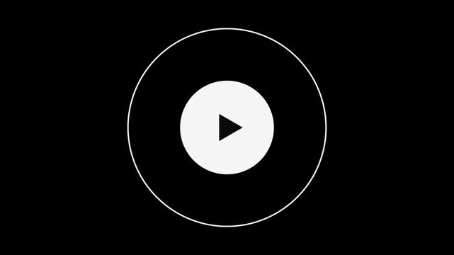 Minimalist Play Button Loop Icon on Black Background for Video Interface