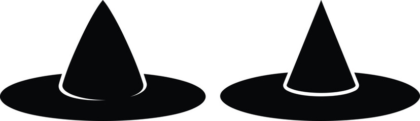 Two black witch hats silhouette halloween costume and magic concept © Shohag