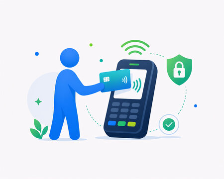 Digital Payment Human Icon with Contactless Card Illustration