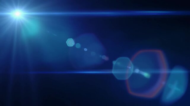 Sapphire blue cinematic light leak overlay featuring deep blue, cyan gradients, realistic anamorphic lens flare, optical reflections, atmospheric glow, seamless looping texture for professional video 