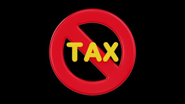 Tax Free Prohibited Sign 3D Animation | Alpha Channel