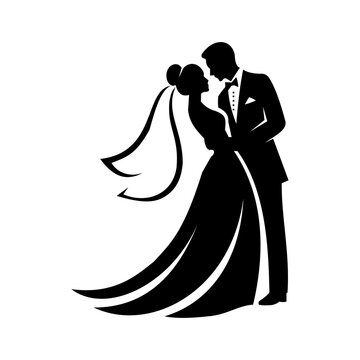 Romantic wedding couple icon isolated on a white background