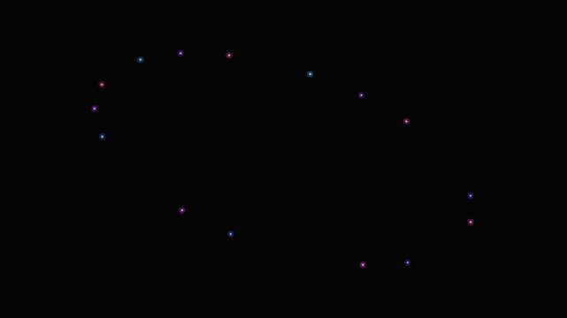 A circular arrangement of glowing colorful led lights on a dark background