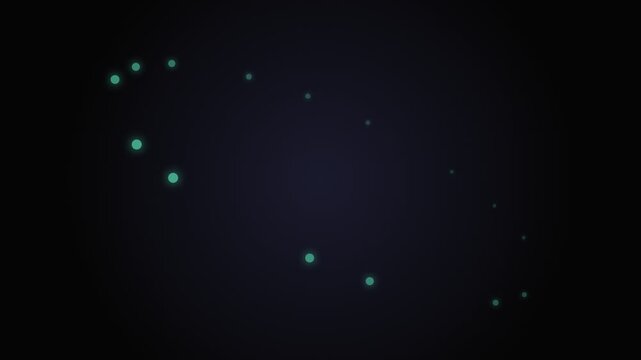 A series of glowing teal dots arranged in a gentle curved orbital pattern