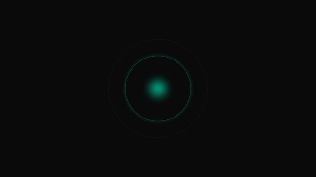 A glowing teal orb centered within a thin circular ring on black background