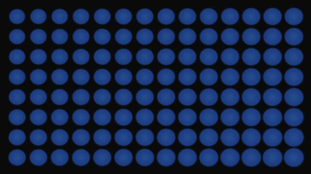 A uniform grid of vibrant blue circles arranged on a solid black background