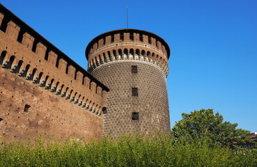 Laterla tower in Sforza castle Milam Lombardy, Italy © Luca