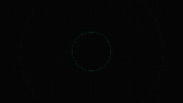 A single thin white circle centered on a deep solid black background pattern