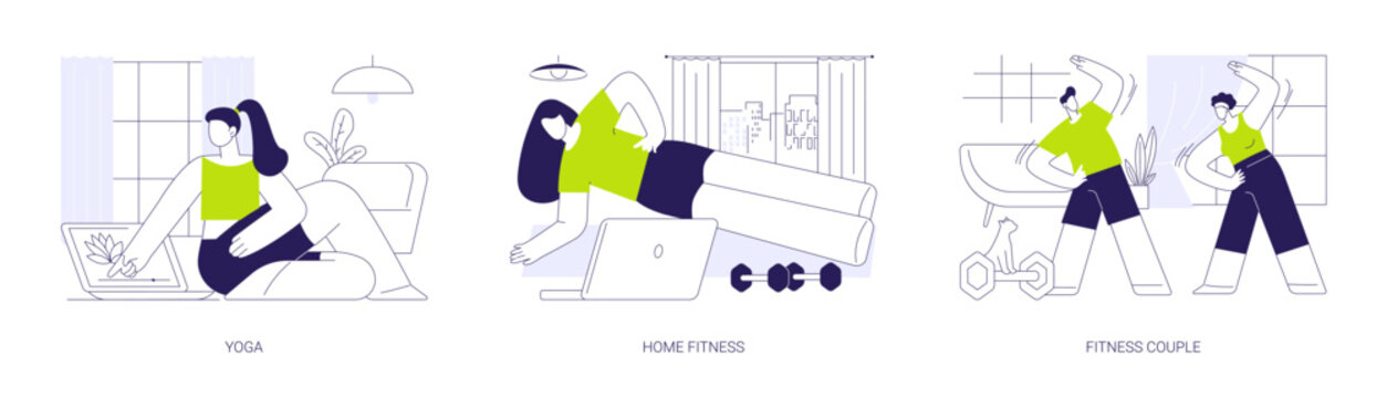 Home workout isolated cartoon vector illustrations se
