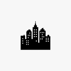 Fototapeta premium Modern city buildings silhouette minimalist symbol