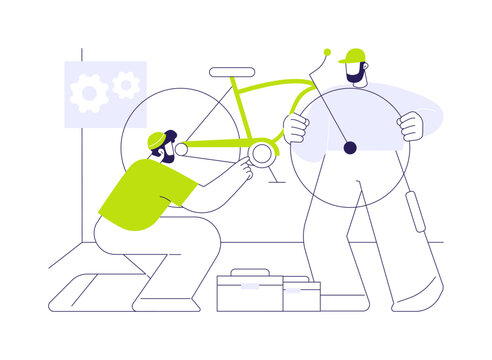 Custom bike building isolated cartoon vector illustrations.